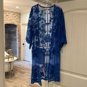 Blue lace kimono